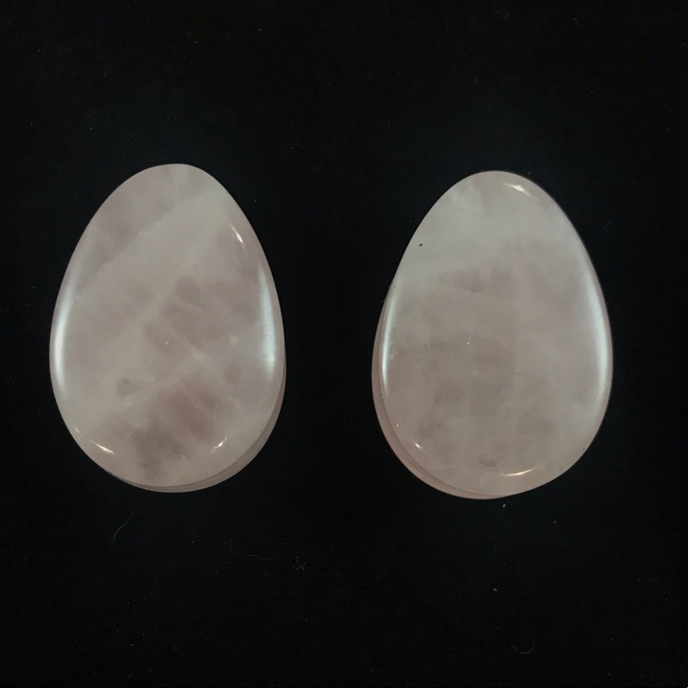 1 1/8inch- 28mm Rose Quartz Teardrop Plugs/ Gauges